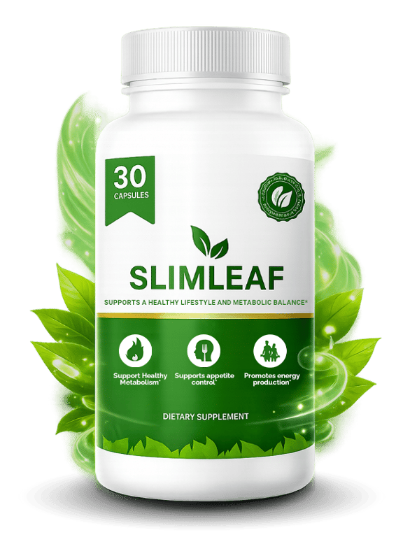 Slimleaf bottle with green botanical visual background
